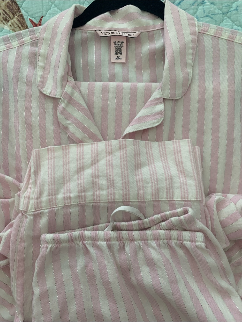 Victoria's Secret Pink and White Striped Button-Up Pajama set Like New - Picture 3 of 5